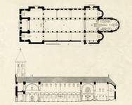 39854 Plattegrond en opstand van de romaanse Domkerk te Utrecht